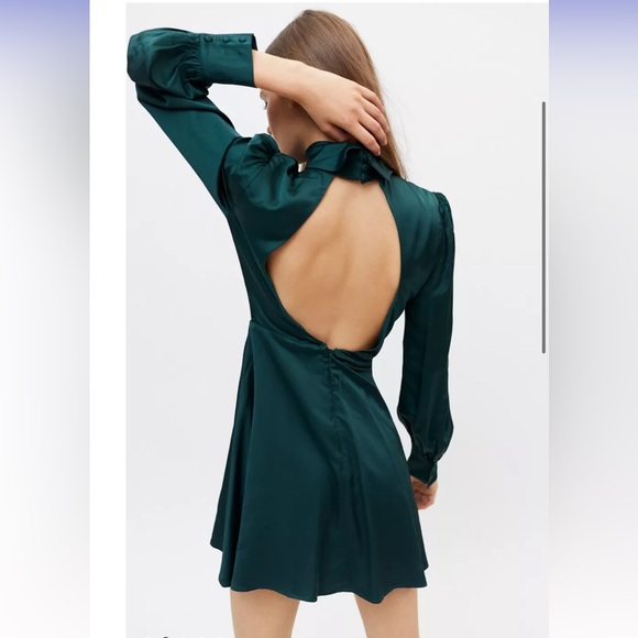 NWT! Bardot Milano Satin Mini-dress in Forest Green- Size XXL - Picture 3 of 7